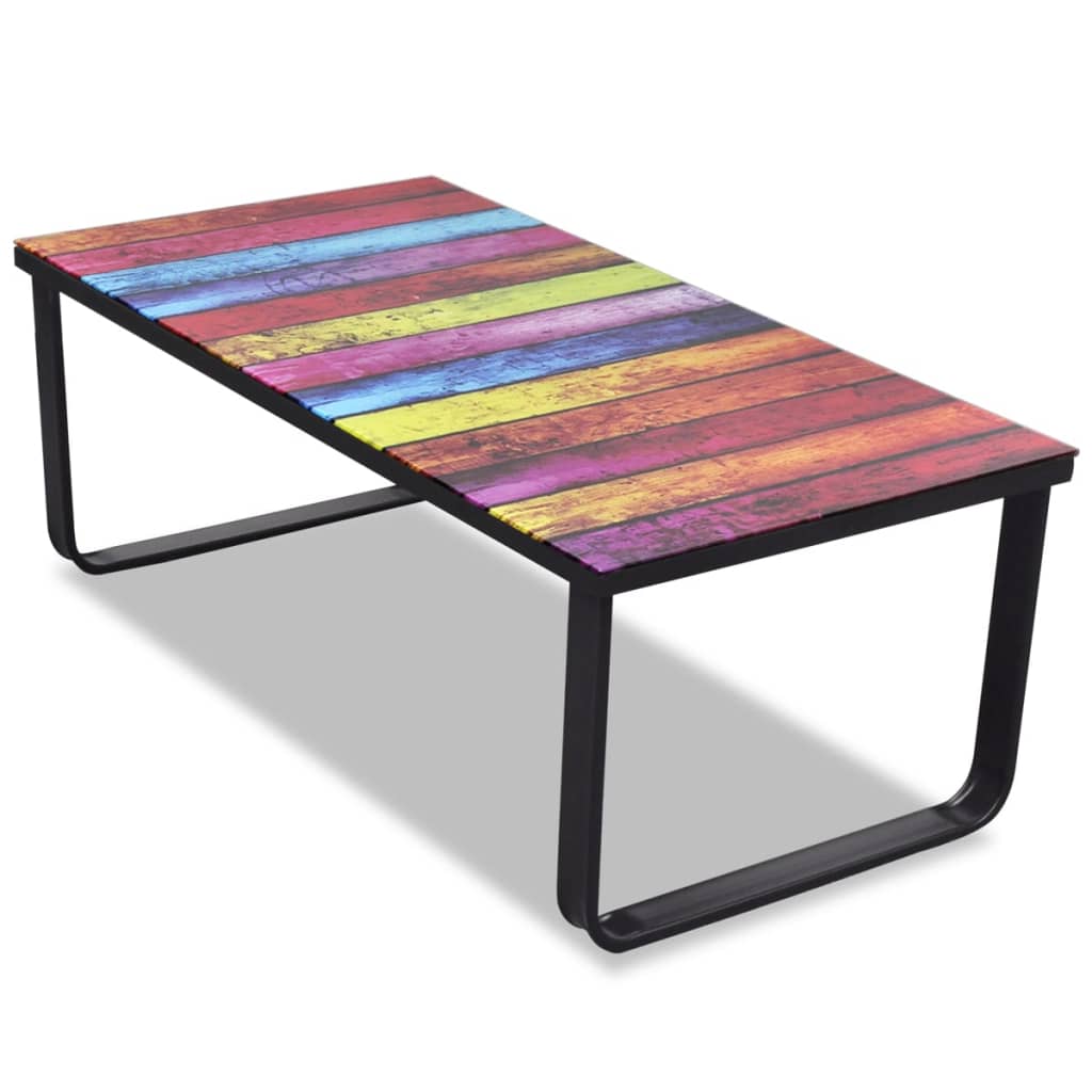 Couchtisch mit Regenbogen-Glasplatte