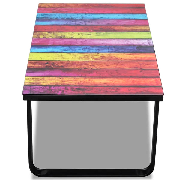 vidaXL Table basse avec plateau en verre imprimé arc-en-ciel