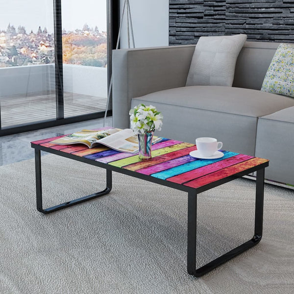 Couchtisch mit Regenbogen-Glasplatte