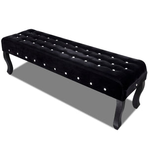 Schwarze Samt Sitzbank mit Kristallknöpfen
