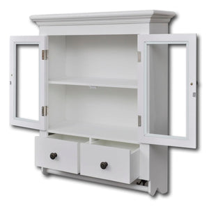 Küchen Hängeschrank Holz Weiß Glastür