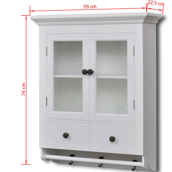 Küchen Hängeschrank Holz Weiß Glastür
