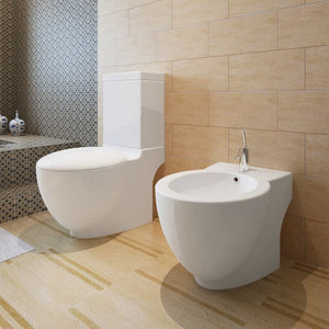 Toiletten & Bidet Set Weiß Keramik