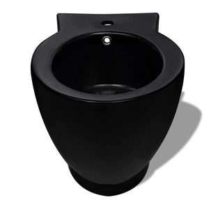 vidaXL Ensemble WC et bidet en céramique noir