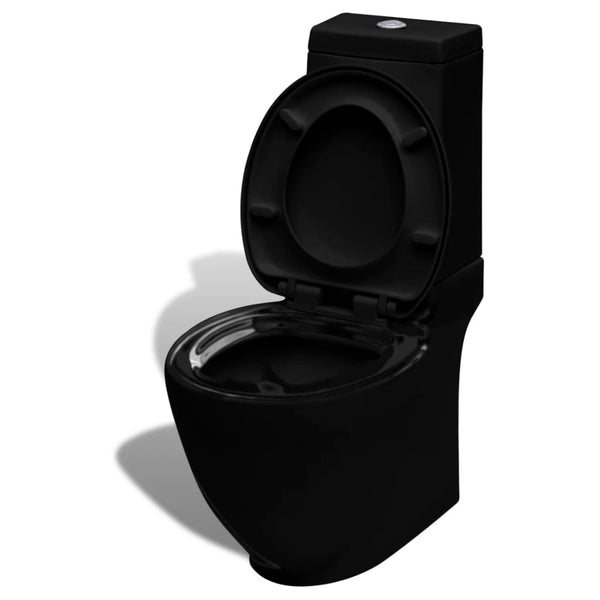 vidaXL Ensemble WC et bidet en céramique noir
