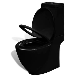 vidaXL Ensemble WC et bidet en céramique noir