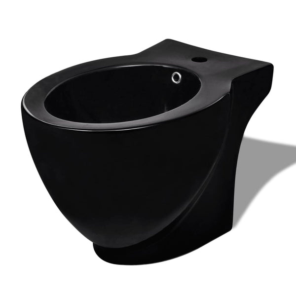 vidaXL Ensemble WC et bidet en céramique noir