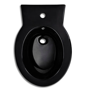 vidaXL Ensemble WC et bidet en céramique noir