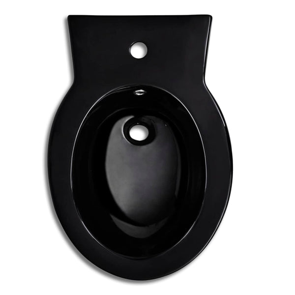 vidaXL Ensemble WC et bidet en céramique noir