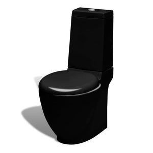 vidaXL Ensemble WC et bidet en céramique noir