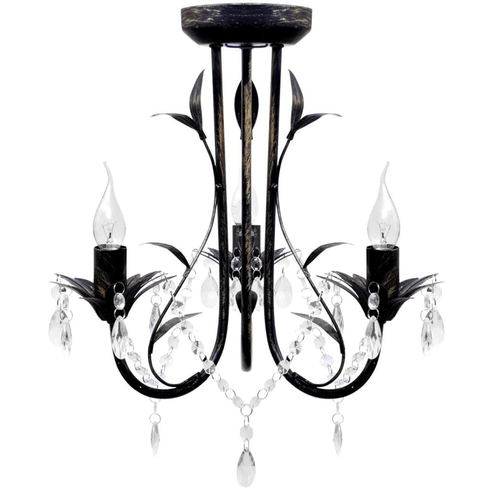 Art Nouveau Deckenlampe mit Kristallperlen