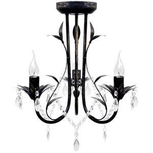 Art Nouveau Deckenlampe mit Kristallperlen