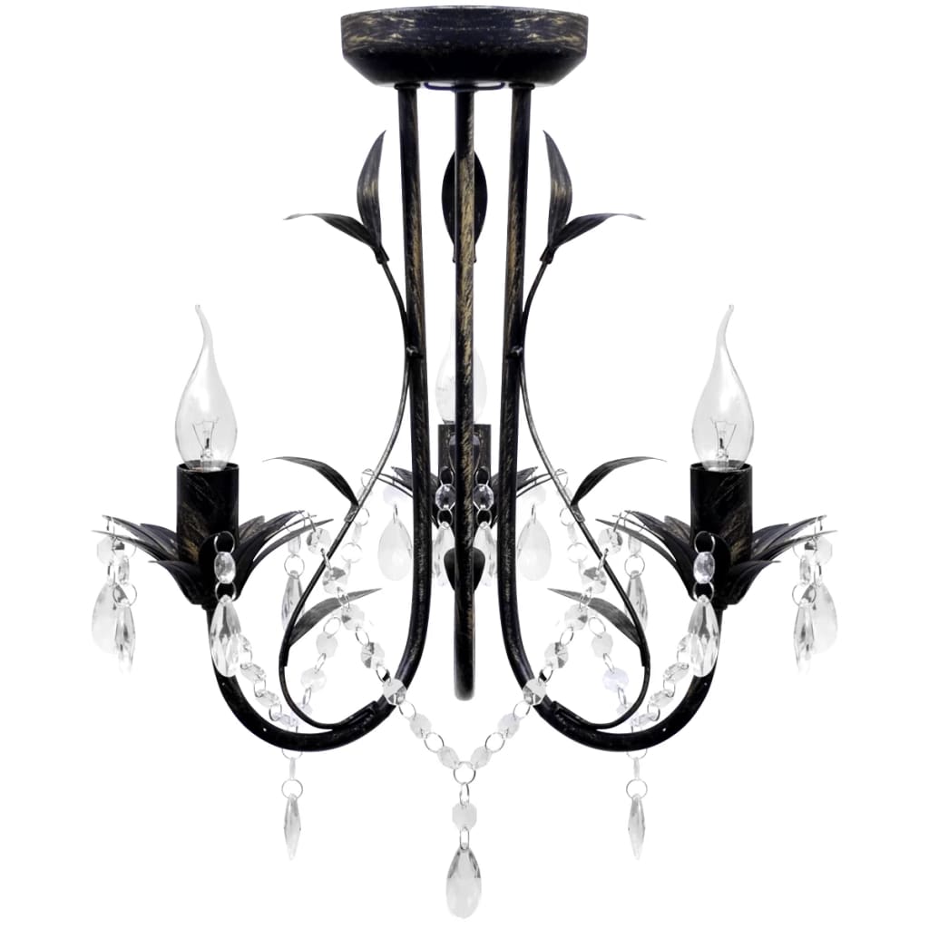 Art Nouveau Deckenlampe mit Kristallperlen