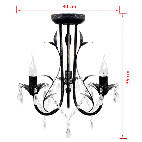 Plafonnier Art Nouveau avec perles de cristal 3 x E14