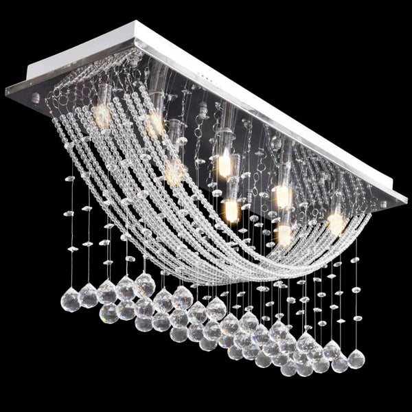 Plafonnier blanc avec perles de verre étincelantes 8 x G9 29 cm