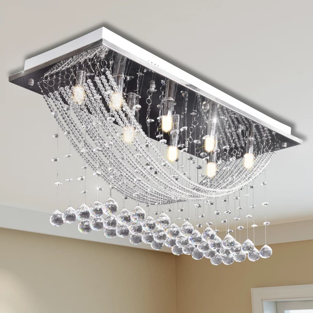 Plafonnier blanc avec perles de verre étincelantes 8 x G9 29 cm