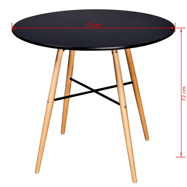 vidaXL Table de salle à manger MDF Ronde Noir