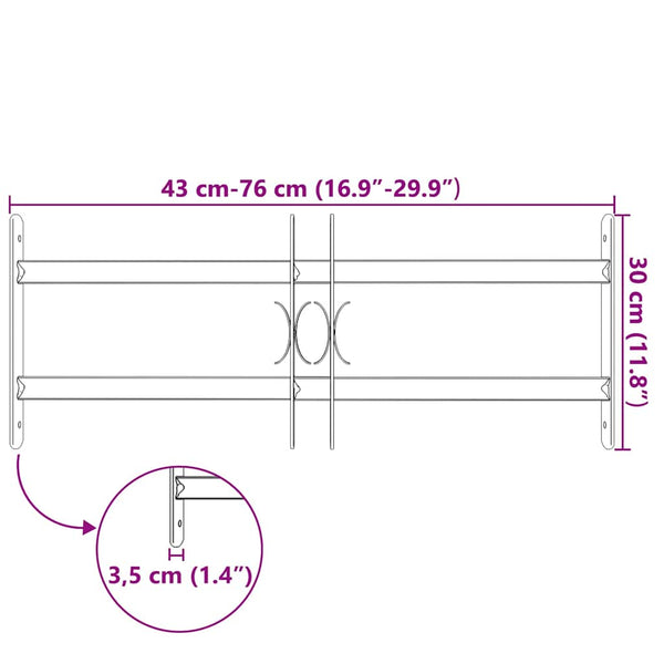Fenstergitter Verstellbar mit 2 Querstäben 500-650 mm