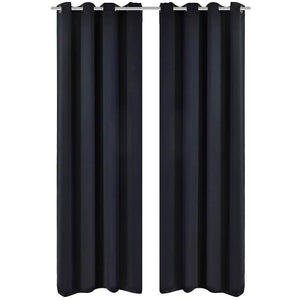Verdunkelungs-Vorhänge mit Metallringen 135 x 245 cm Schwarz blackout