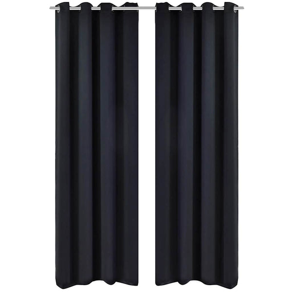 Verdunkelungs-Vorhänge mit Metallringen 135 x 245 cm Schwarz blackout