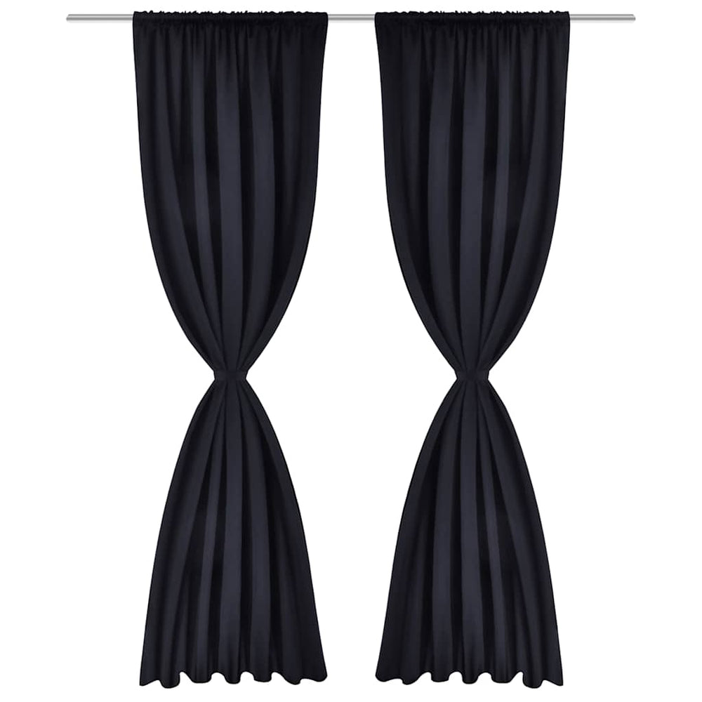 Verdunkelungs-Vorhänge mit Schlaufen 135 x 245 cm Schwarz blackout