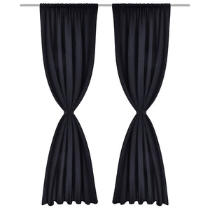 Verdunkelungs-Vorhänge mit Schlaufen 135 x 245 cm Schwarz blackout
