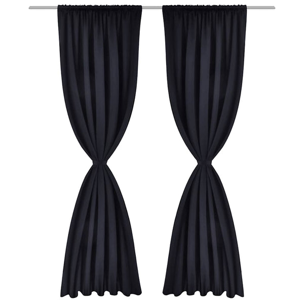 Verdunkelungs-Vorhänge mit Schlaufen 135 x 245 cm Schwarz blackout