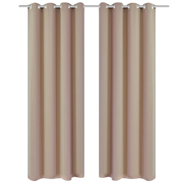 Verdunkelungs-Vorhänge mit Metallringen 135 x 245 cm Creme blackout