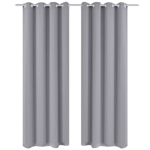 Verdunkelungs-Vorhänge mit Metallringen 135 x 245 cm Grau blackout