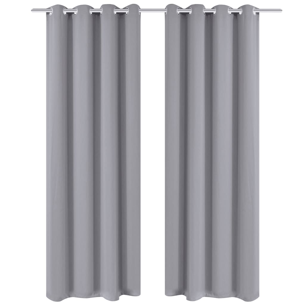 Verdunkelungs-Vorhänge mit Metallringen 135 x 245 cm Grau blackout