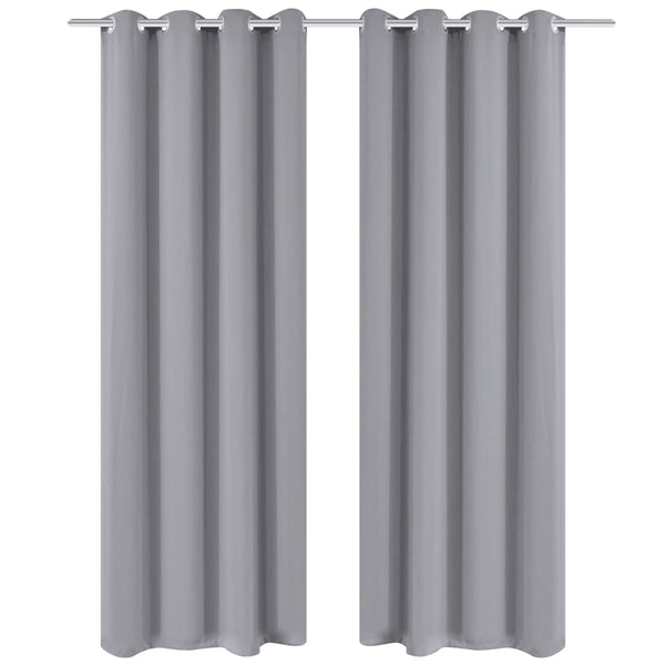 Verdunkelungs-Vorhänge mit Metallringen 135 x 245 cm Grau blackout