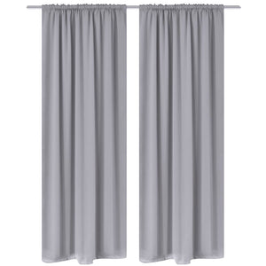 2 Stk. Grau Verdunkelungs-Vorhänge mit Schlitzkopf 135 x 245 cm