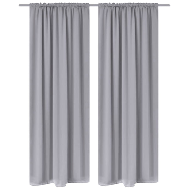 2 Stk. Grau Verdunkelungs-Vorhänge mit Schlitzkopf 135 x 245 cm