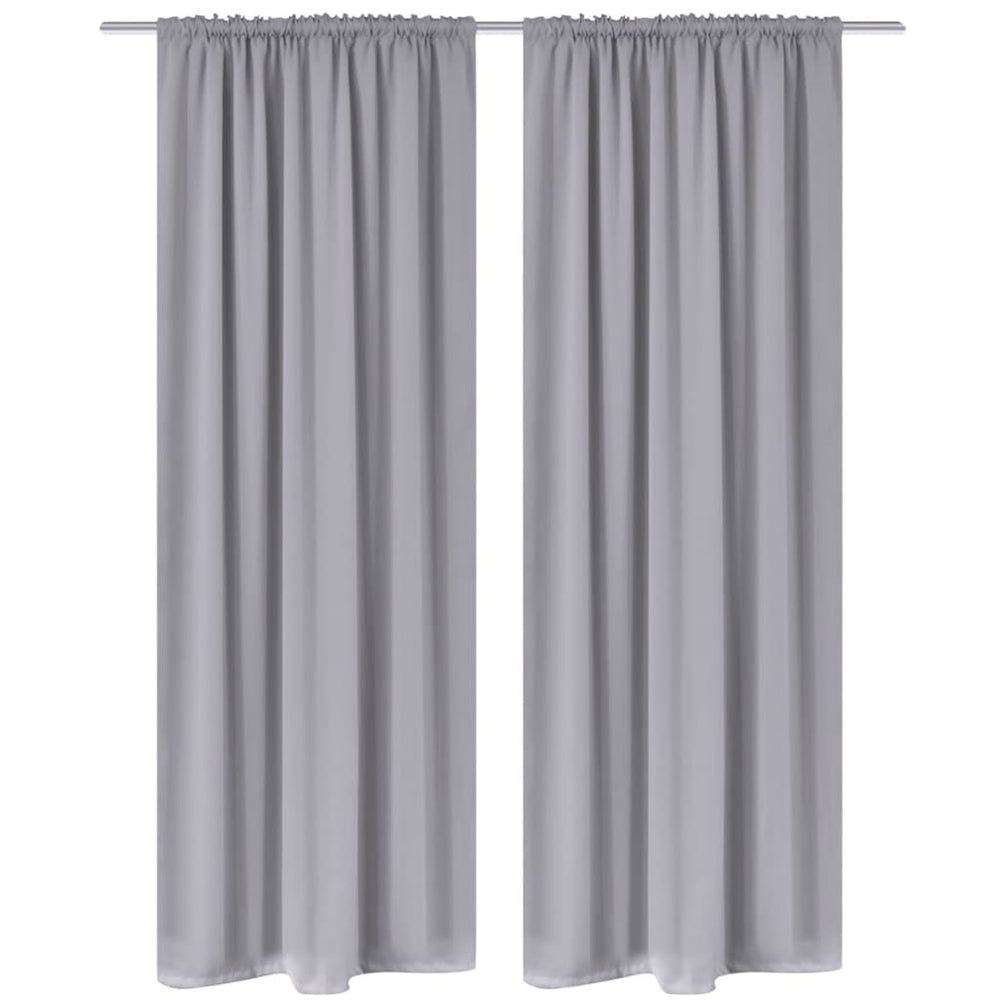 2 Stk. Grau Verdunkelungs-Vorhänge mit Schlitzkopf 135 x 245 cm