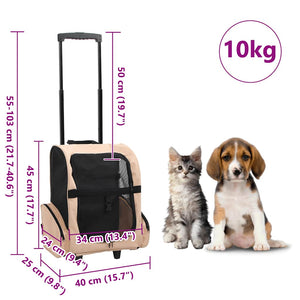 Trolley für Haustiere 3-in-1 Faltbar Beige