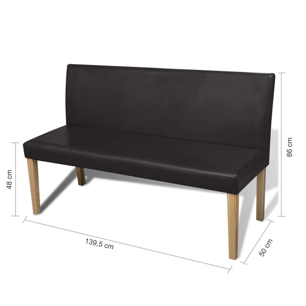 Dunkelbraune Sitzbank Kunstleder 139,5 cm