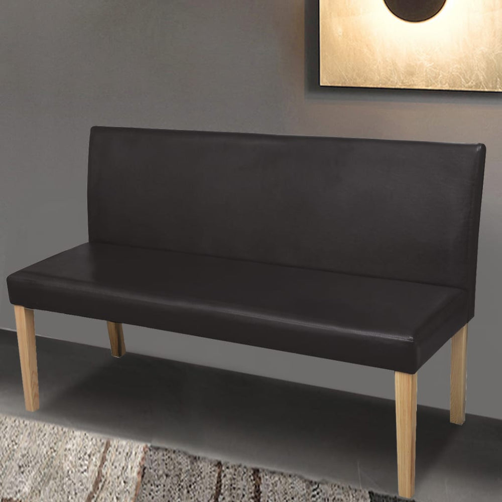 Dunkelbraune Sitzbank Kunstleder 139,5 cm