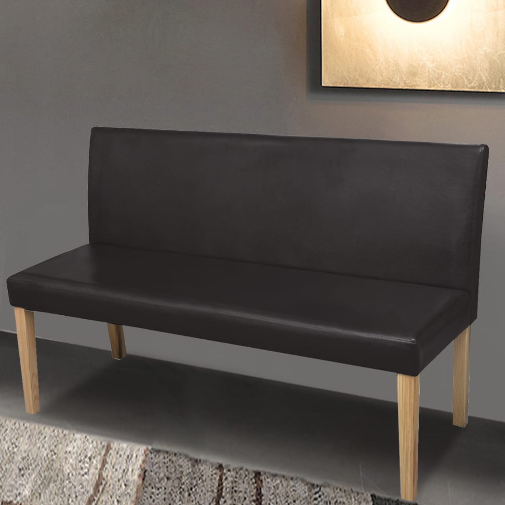 Dunkelbraune Sitzbank Kunstleder 139,5 cm