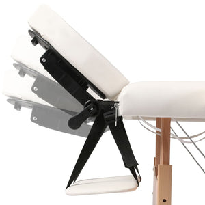 vidaXL Table de massage pliable à 2 zones avec cadre en bois Crème