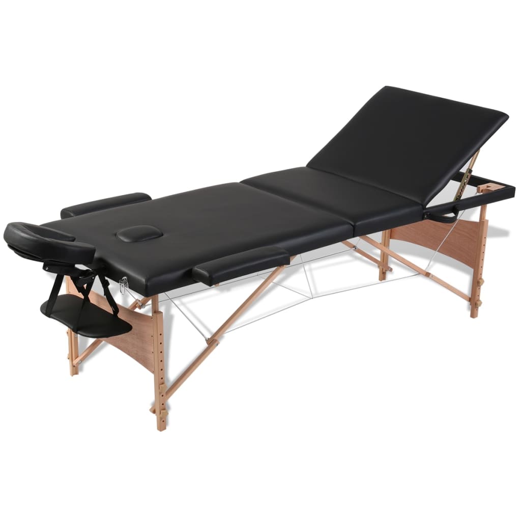 Klappbare Massageliege 3-Zonen Schwarz