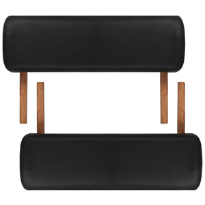 vidaXL Table de massage pliable 3 zones avec cadre en bois Noir