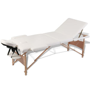 Klappbare Massageliege 3-Zonen Cremeweiß