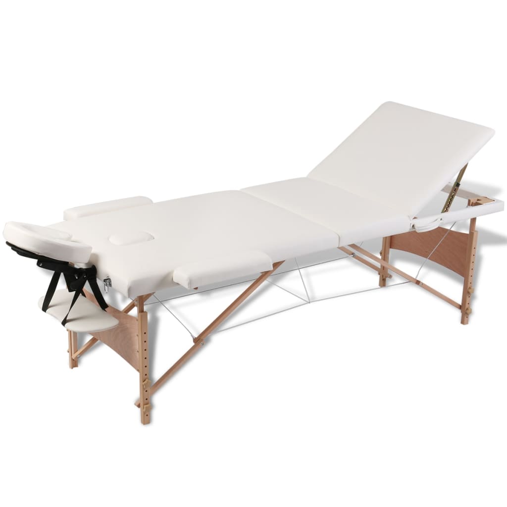 Klappbare Massageliege 3-Zonen Cremeweiß