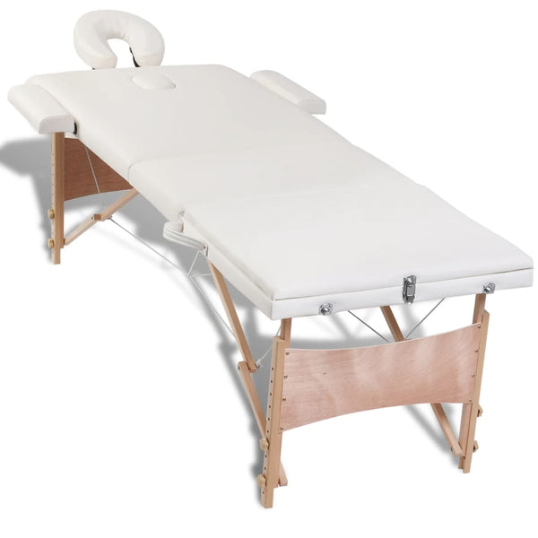Klappbare Massageliege 3-Zonen Cremeweiß