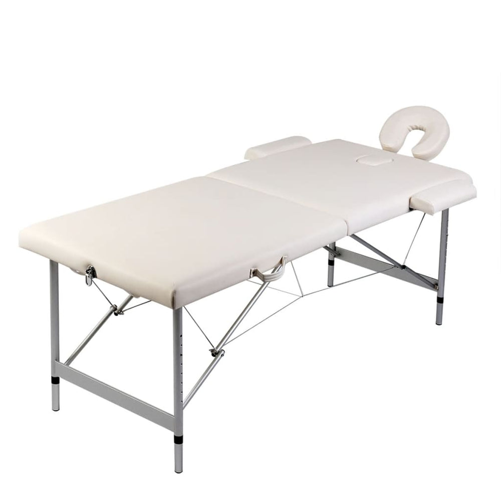 Klappbare Massageliege 2-Zonen Cremeweiß