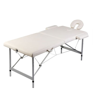 Klappbare Massageliege 2-Zonen Cremeweiß