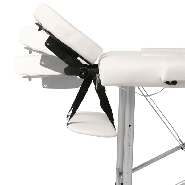 vidaXL Table de massage pliable 2 zones avec cadre en aluminium Crème