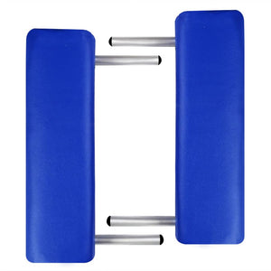 vidaXL Table de massage pliante 2 zones avec cadre en aluminium bleu