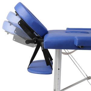 vidaXL Table de massage pliante 2 zones avec cadre en aluminium bleu