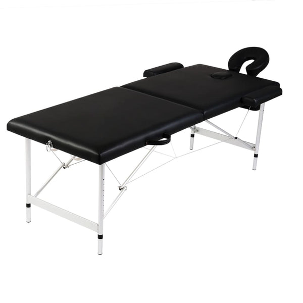 Table de massage pliable vidaXL 2 zones avec cadre en aluminium Noir